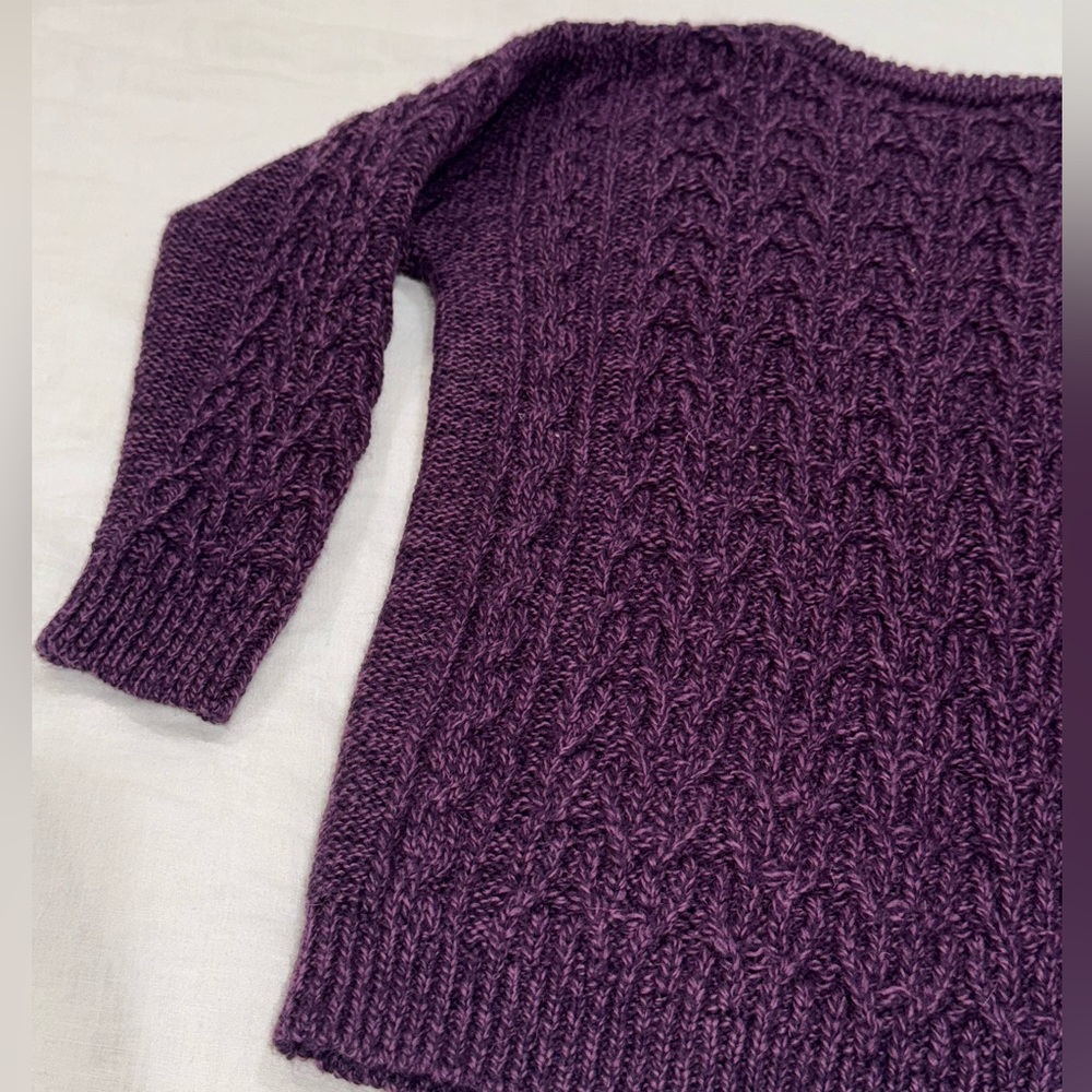 Purple Cable Knit Kids Sweater - Picture 5 of 10
